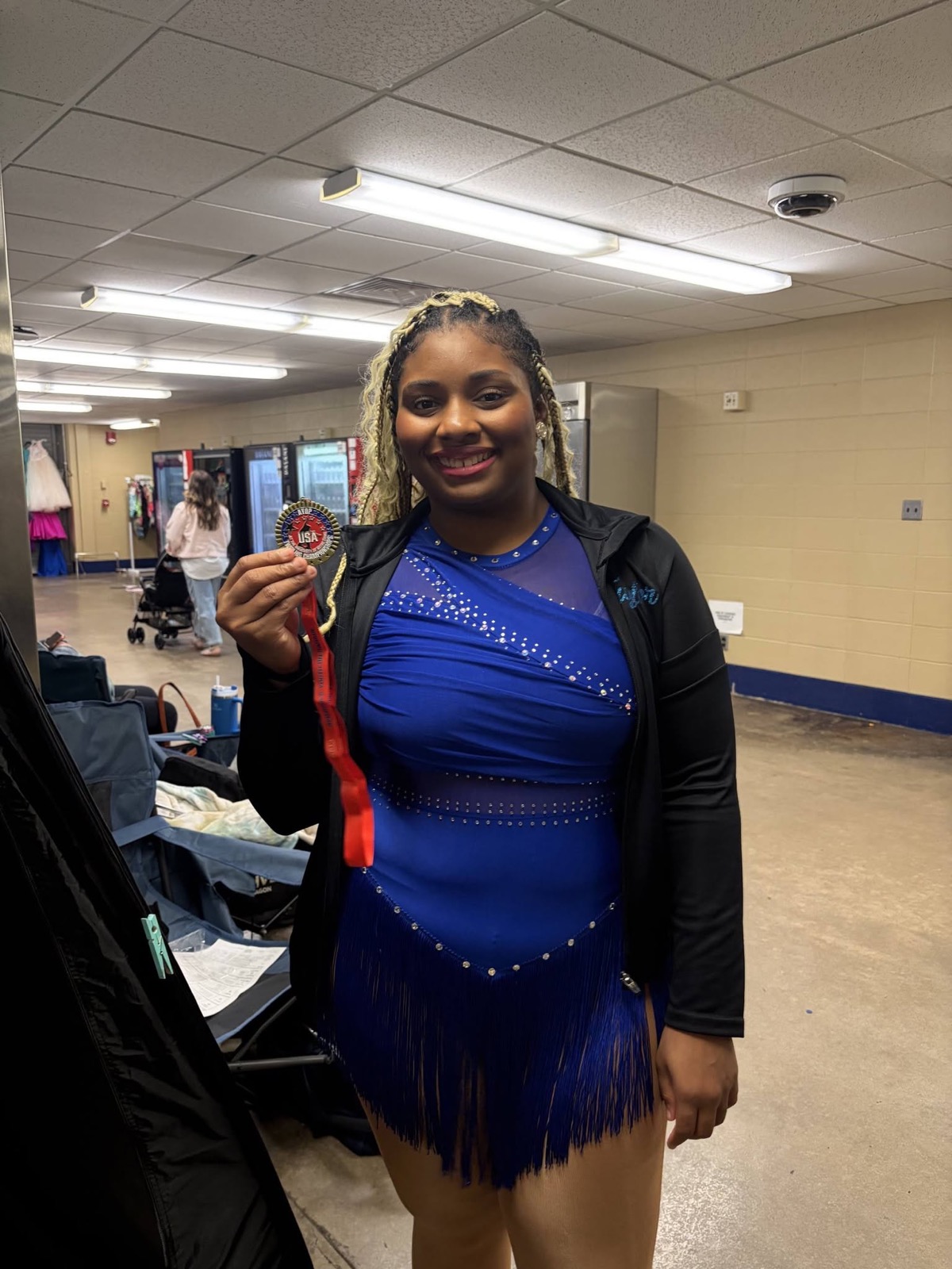 Spirit Baton twirler with her medal